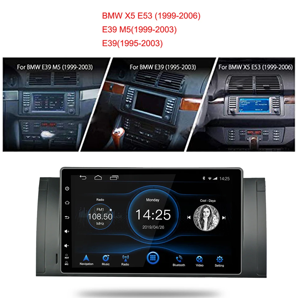 Fit BMW E39 X5 E53 Car Stereo 9" Android 8.1 WIFI 4G Radio GPS Navi DAB Headunit